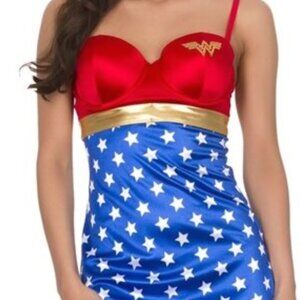 DC Comics Wonder Woman Rhinestud Stretch Satin Chemise – Size Small